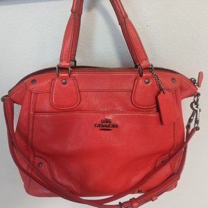 COACH MICKIE SATCHEL IN GRAIN LEATHER (COACH F34040) ANTIQUE NICKEL/CARDINAL